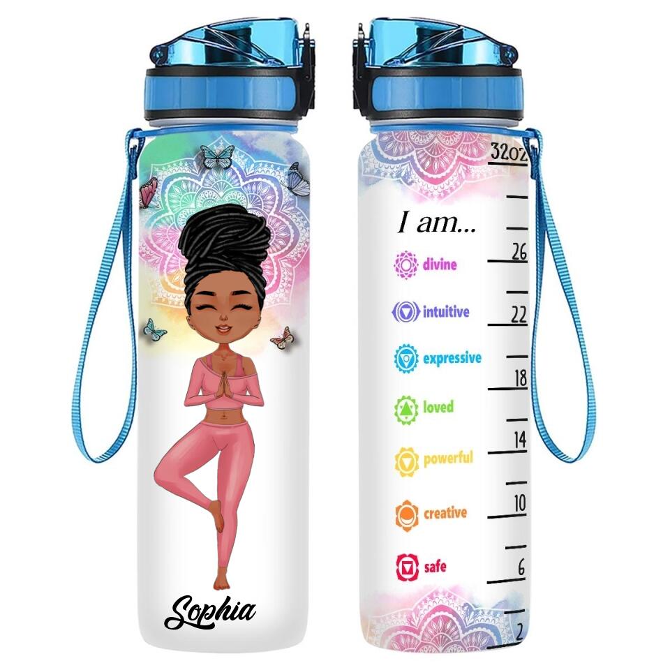 Personalized Water Tracker Bottle, Birthday Gift For Her, Personalized Water Bottle With Time Marker, Gift For Yoga Lovers, Yogi Gifts