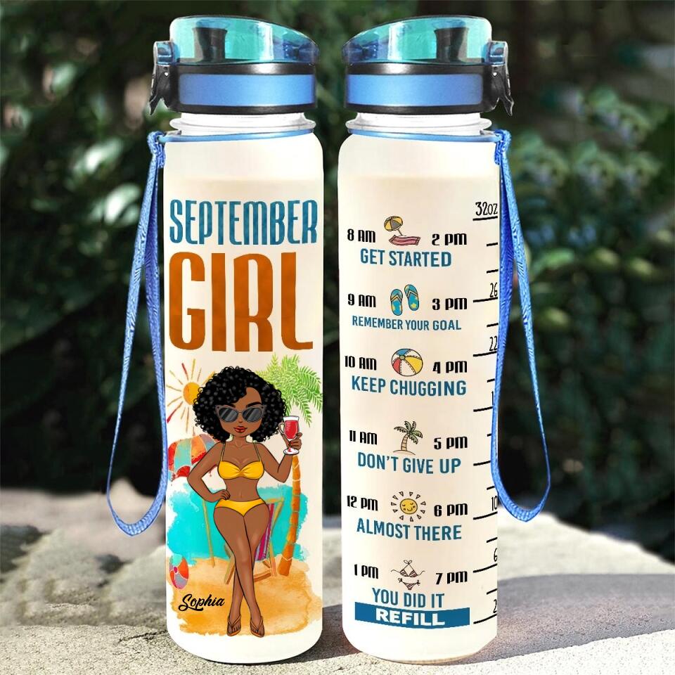 Personalized Water Tracker Bottle - Birthday, Birthday Gift For Her, Girl, Woman, September birthday, September Girl