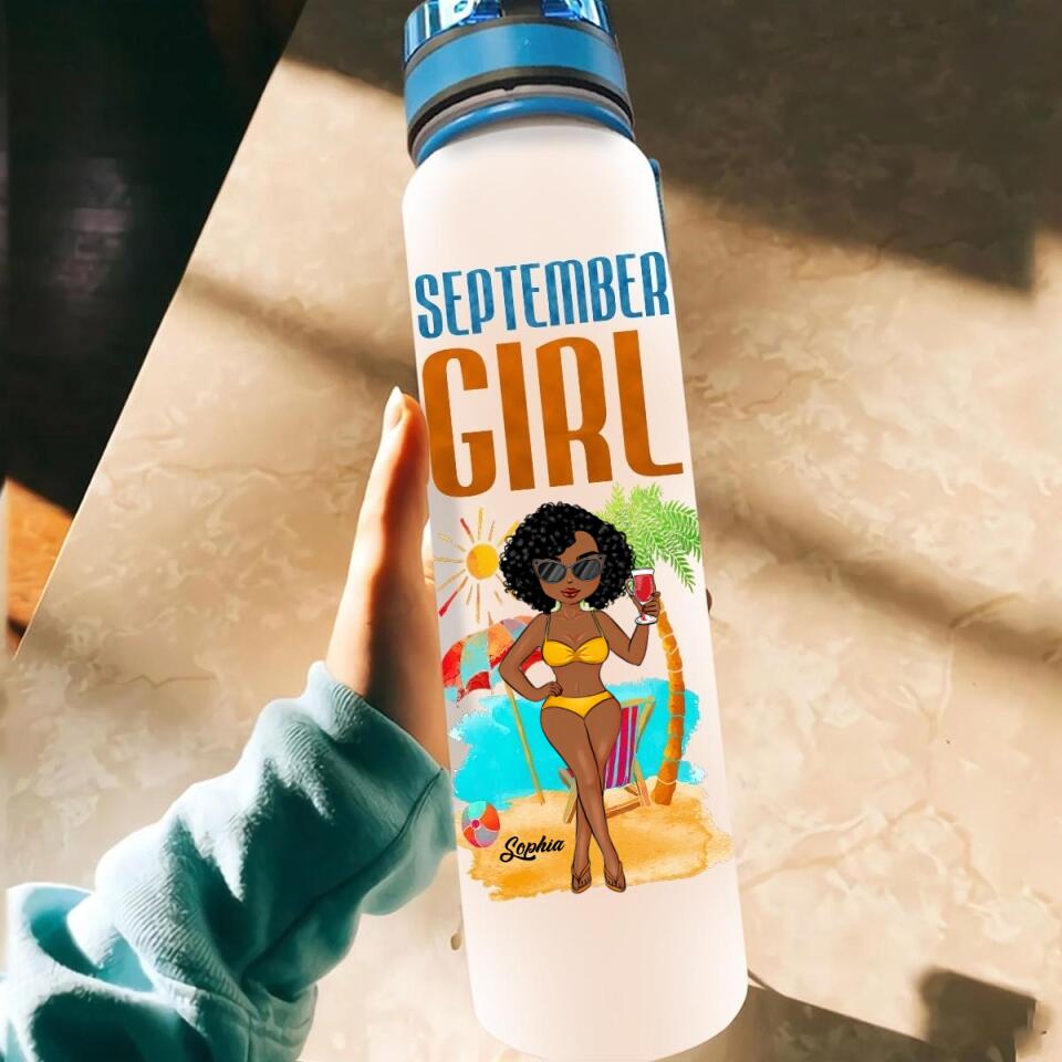 Personalized Water Tracker Bottle - Birthday, Birthday Gift For Her, Girl, Woman, September birthday, September Girl