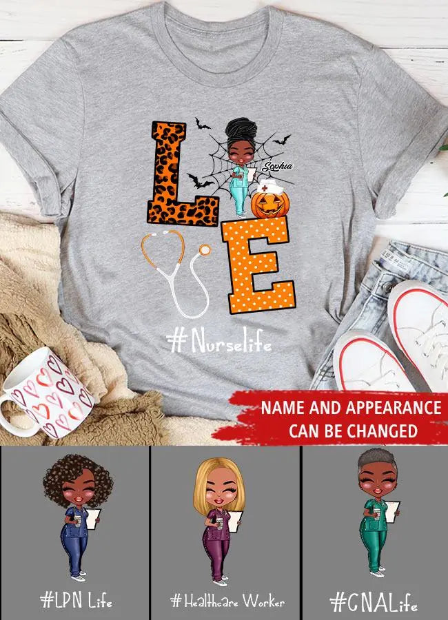 Nurse Life Nutrition Facts - Personalized T Shirt - Gift For Doctor & Nurse - Glitter Leopard Design