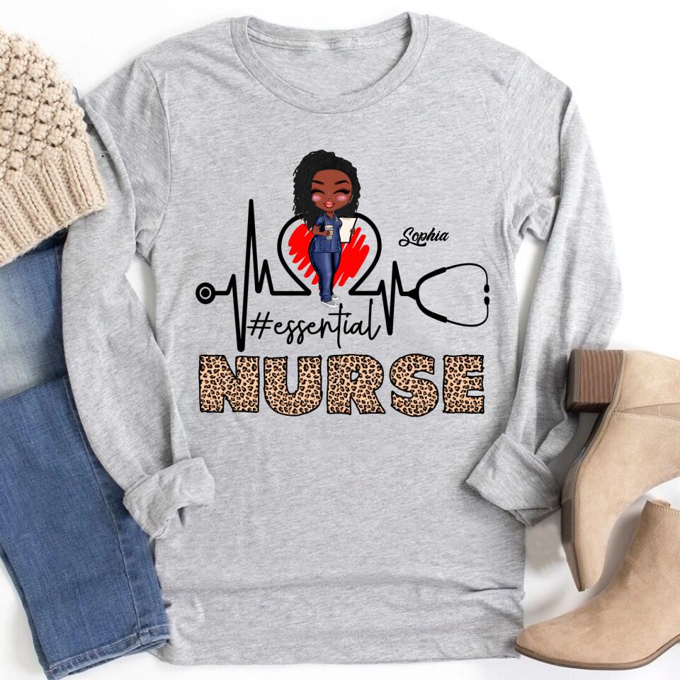 Nurse Life Nutrition Facts - Personalized T Shirt - Gift For Doctor &amp; Nurse - Glitter Leopard Design