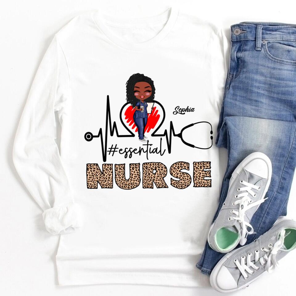 Nurse Life Nutrition Facts - Personalized T Shirt - Gift For Doctor &amp; Nurse - Glitter Leopard Design