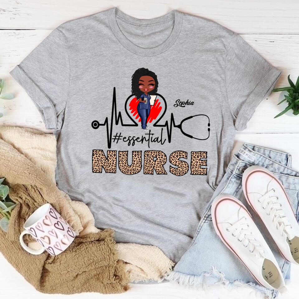 Nurse Life Nutrition Facts - Personalized T Shirt - Gift For Doctor &amp; Nurse - Glitter Leopard Design