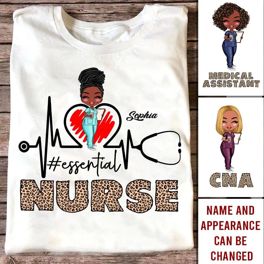 Nurse Life Nutrition Facts - Personalized T Shirt - Gift For Doctor & Nurse - Glitter Leopard Design