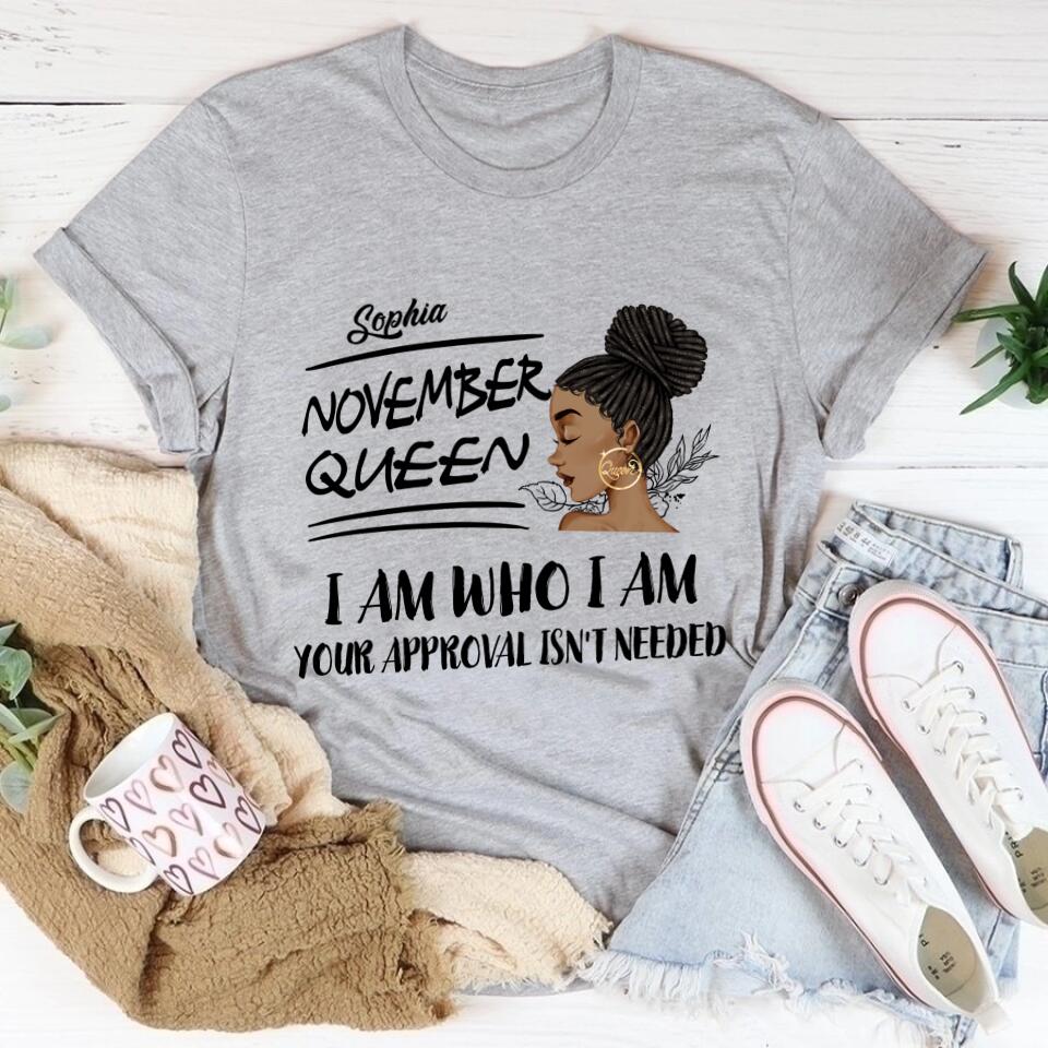 Custom November Birthday Shirt For Woman, Queens Are Born In November Gifts, Melanin Afro Woman Shirt, Black Girl Tee, Afro Queen Gift