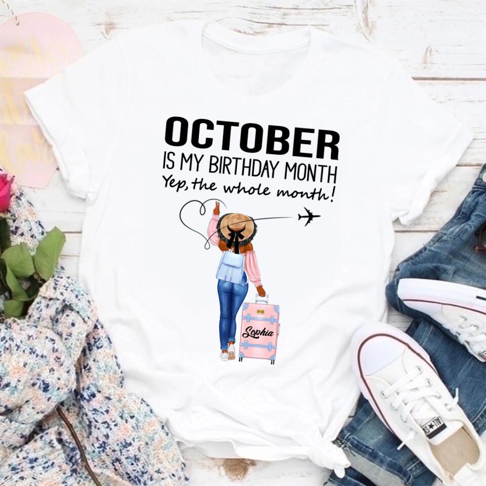 Custom October Birthday Shirt For Woman, Queens are Born In October Gifts, Melanin Afro Woman Shirt, Black Girl Tee, Afro Queen Gift