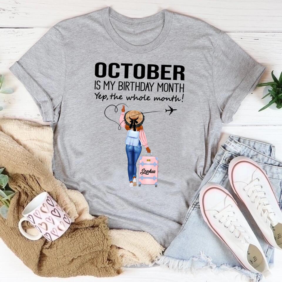 Custom October Birthday Shirt For Woman, Queens are Born In October Gifts, Melanin Afro Woman Shirt, Black Girl Tee, Afro Queen Gift
