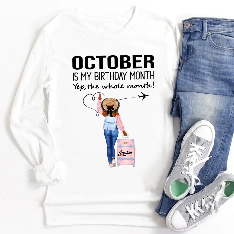 Custom October Birthday Shirt For Woman, Queens are Born In October Gifts, Melanin Afro Woman Shirt, Black Girl Tee, Afro Queen Gift