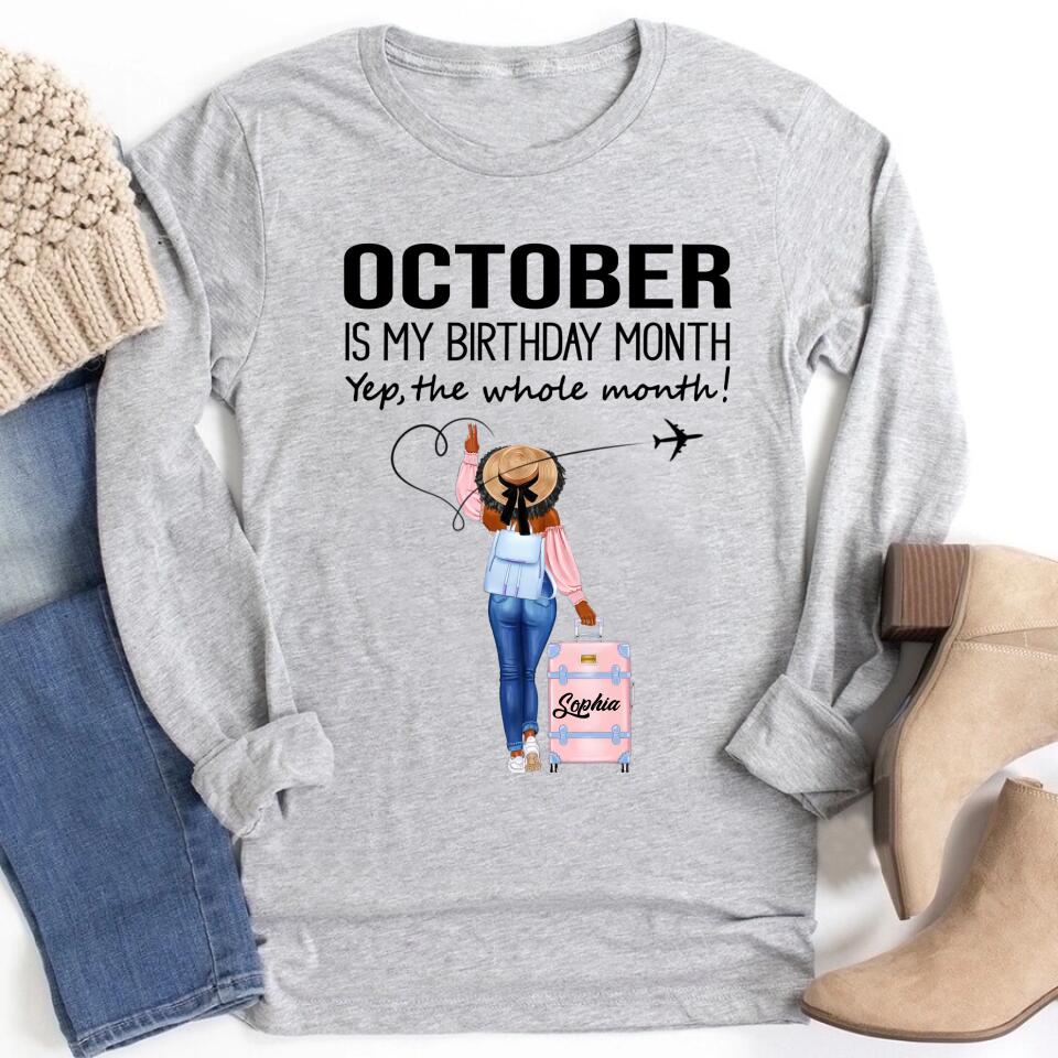 Custom October Birthday Shirt For Woman, Queens are Born In October Gifts, Melanin Afro Woman Shirt, Black Girl Tee, Afro Queen Gift