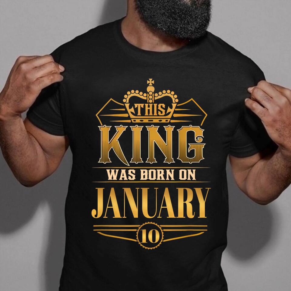January Birthday Shirt, Custom Birthday Shirt, A Black King was born in January, January Birthday Shirts For Man, January Birthday Gifts