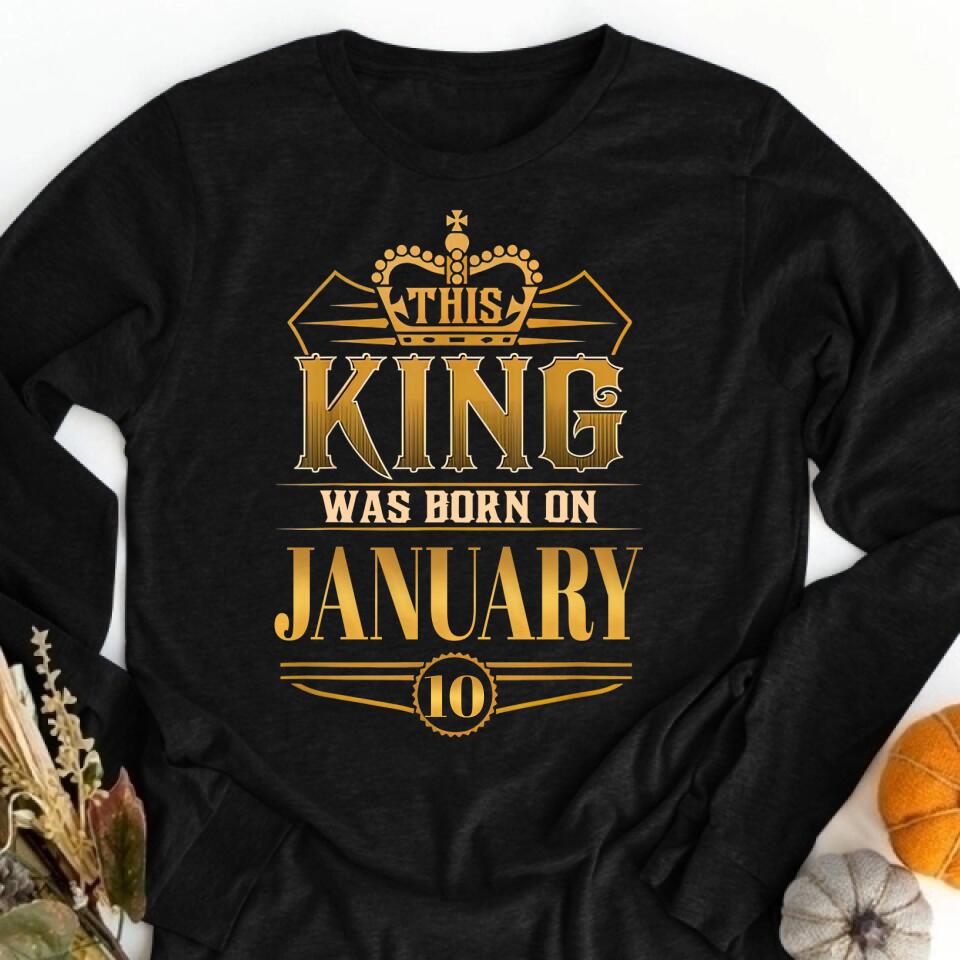 January Birthday Shirt, Custom Birthday Shirt, A Black King was born in January, January Birthday Shirts For Man, January Birthday Gifts