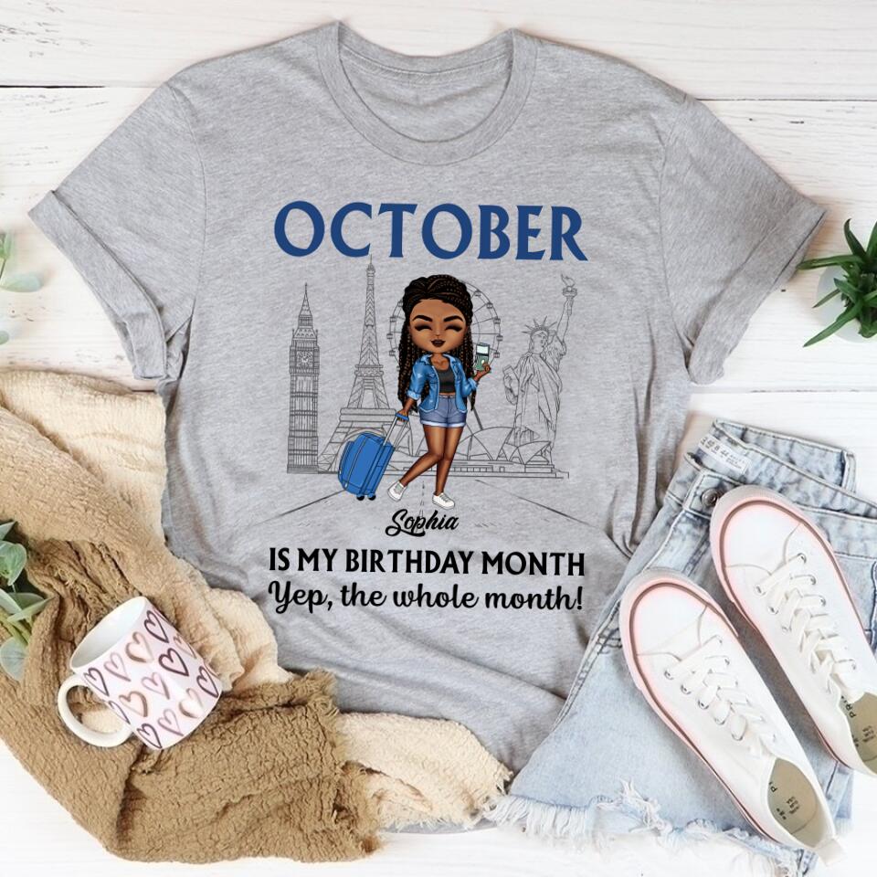 Custom October Birthday Shirt For Woman, Queens are Born In October Gifts, Melanin Afro Woman Shirt, Black Girl Tee, Afro Queen Gift