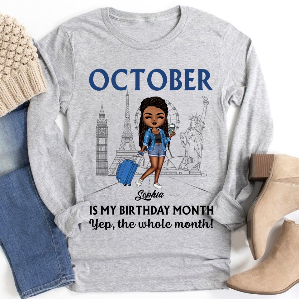 Custom October Birthday Shirt For Woman, Queens are Born In October Gifts, Melanin Afro Woman Shirt, Black Girl Tee, Afro Queen Gift