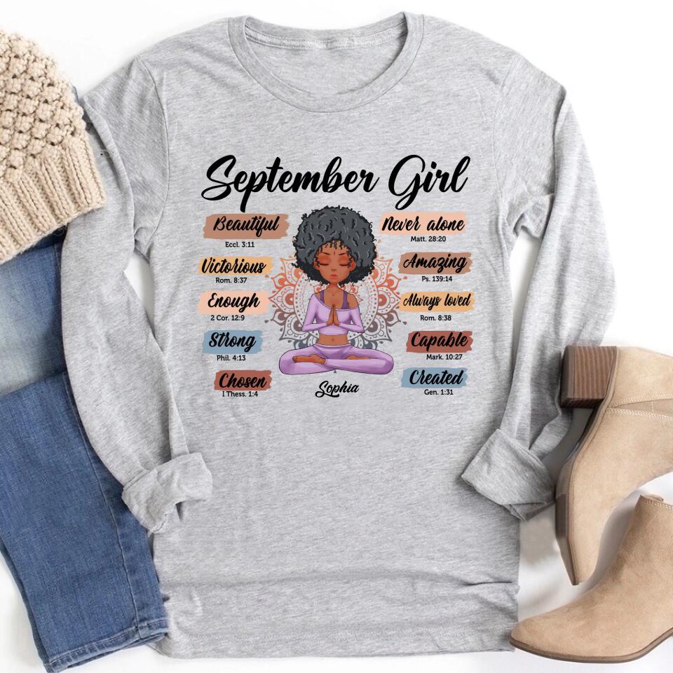 September Birthday Shirt, Custom Birthday Shirt, Queens are Born In September, September Birthday Shirts For Woman, September Birthday Gifts, Birthday Gifts For Yoga Lovers