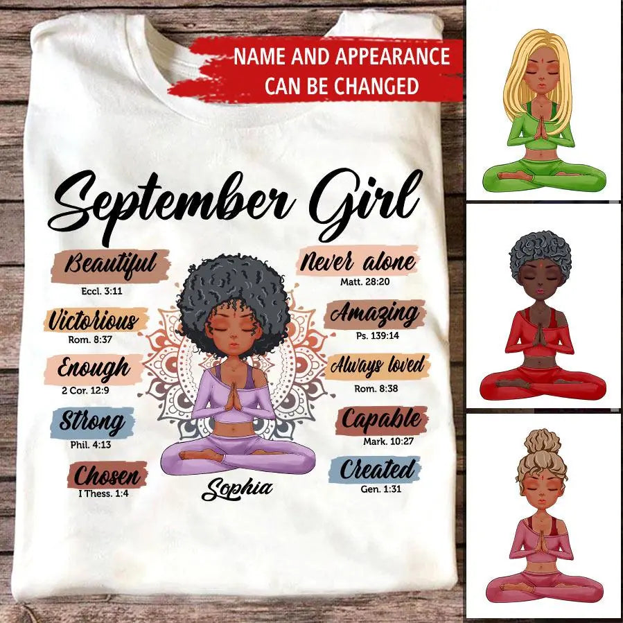 September Birthday Shirt, Custom Birthday Shirt, Queens are Born In September, September Birthday Shirts For Woman, September Birthday Gifts, Birthday Gifts For Yoga Lovers