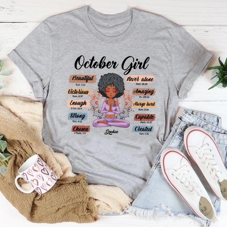 October Birthday Shirt, Custom Birthday Shirt, Queens are Born In October, October Birthday Shirts For Woman, October Birthday Gifts, Birthday Gifts For Yoga Lovers