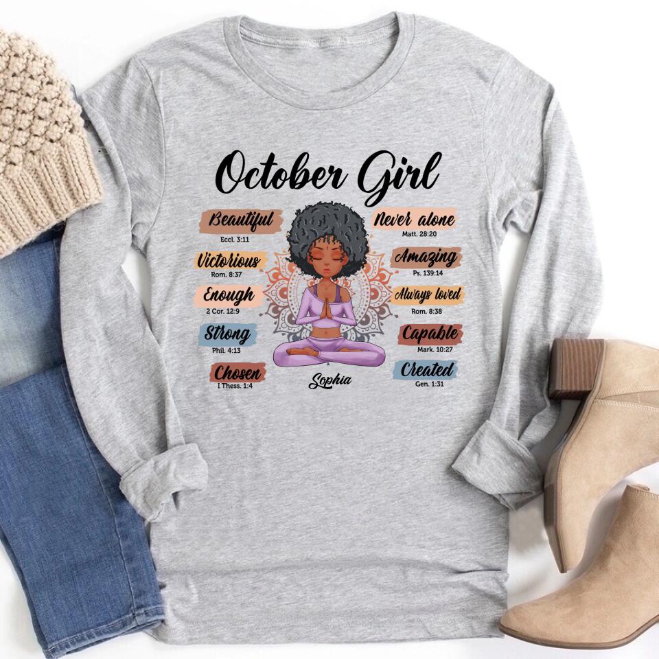 October Birthday Shirt, Custom Birthday Shirt, Queens are Born In October, October Birthday Shirts For Woman, October Birthday Gifts, Birthday Gifts For Yoga Lovers