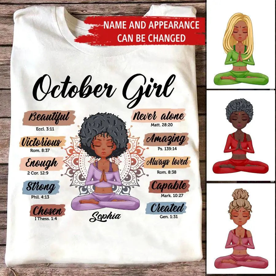 October Birthday Shirt, Custom Birthday Shirt, Queens are Born In October, October Birthday Shirts For Woman, October Birthday Gifts, Birthday Gifts For Yoga Lovers