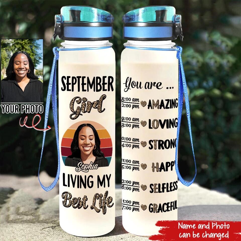 Personalized Water Tracker Bottle - Birthday, Birthday Gift For Her, Girl, Woman, September birthday, September Girl