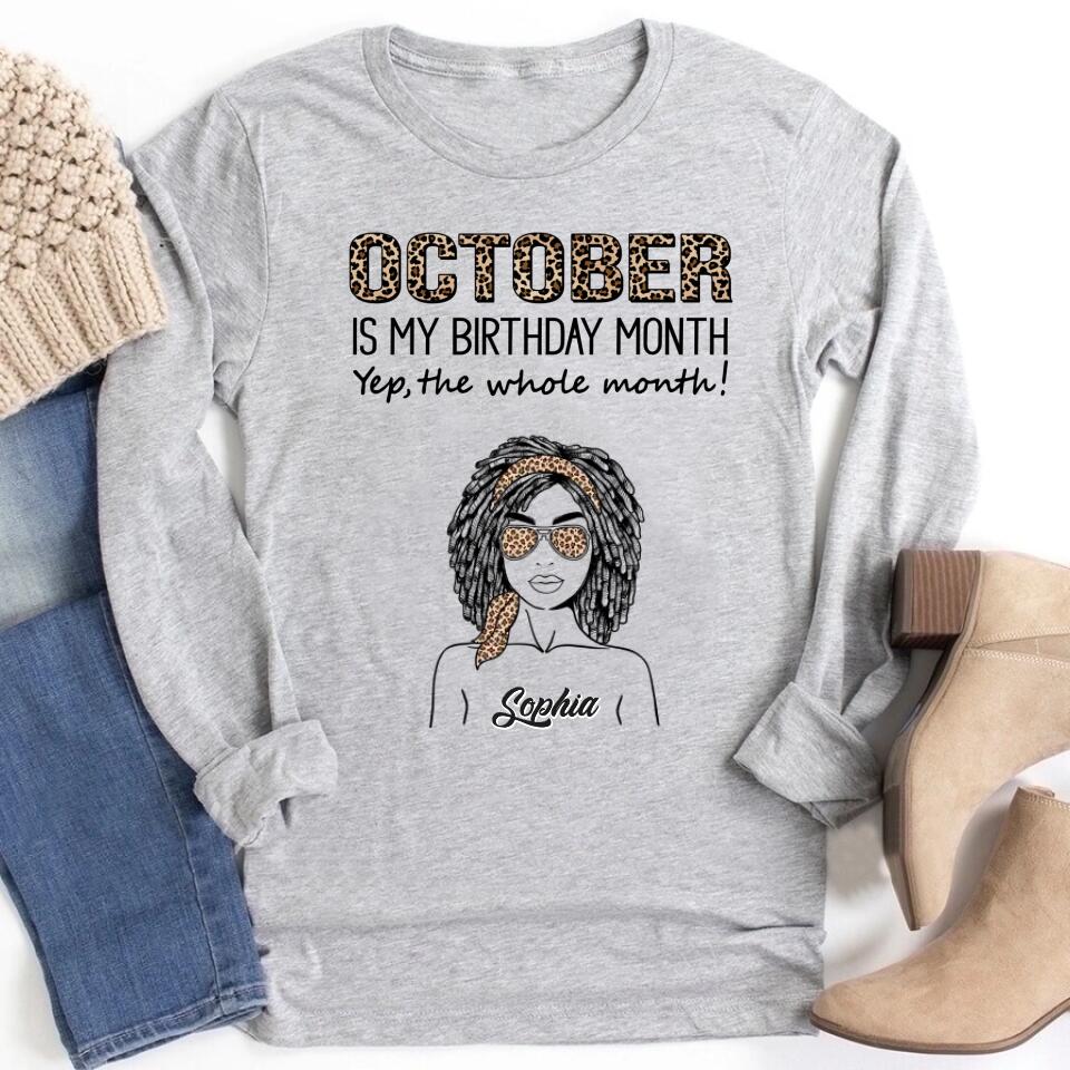 Custom October Birthday Shirt For Woman, Queens are Born In October Gifts, Melanin Afro Woman Shirt, Black Girl Tee, Afro Queen Gift