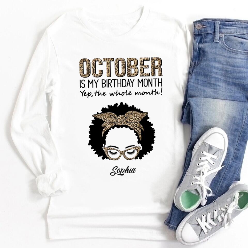 Custom October Birthday Shirt For Woman, Queens are Born In October Gifts, Melanin Afro Woman Shirt, Black Girl Tee, Afro Queen Gift