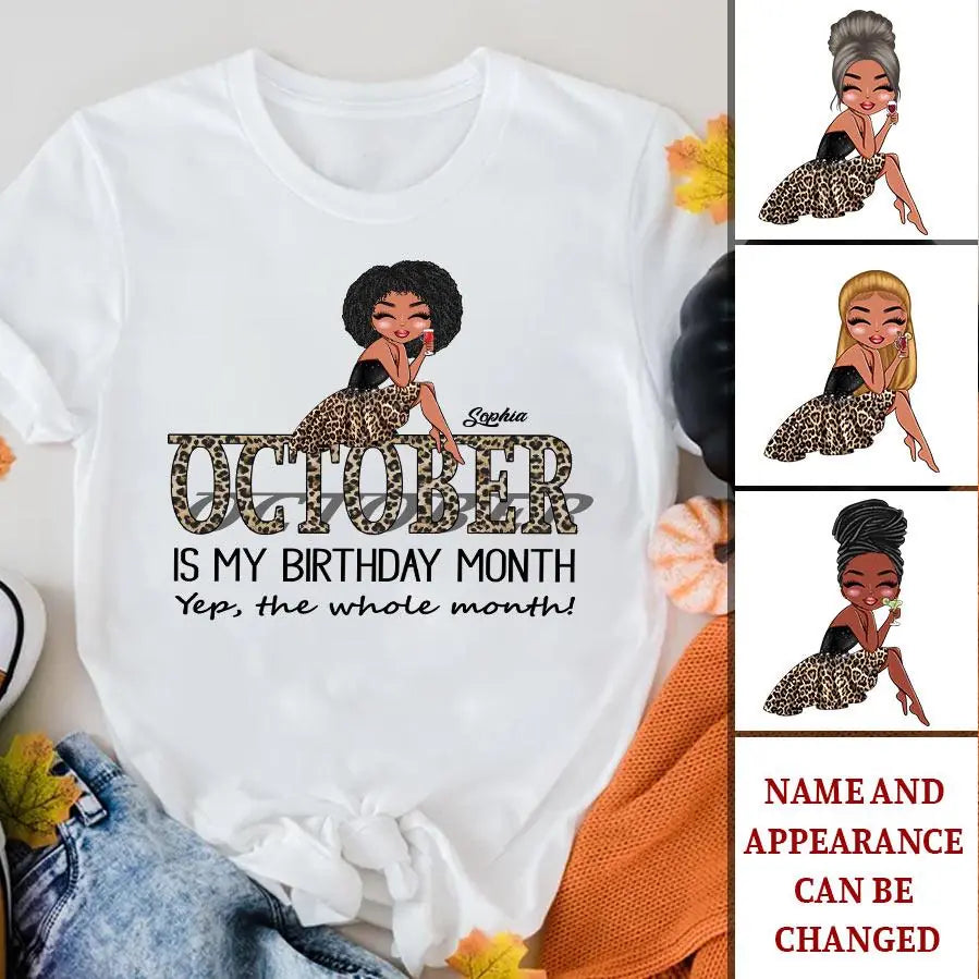 Custom October Birthday Shirt For Woman, Queens are Born In October Gifts, Melanin Afro Woman Shirt, Black Girl Tee, Afro Queen Gift
