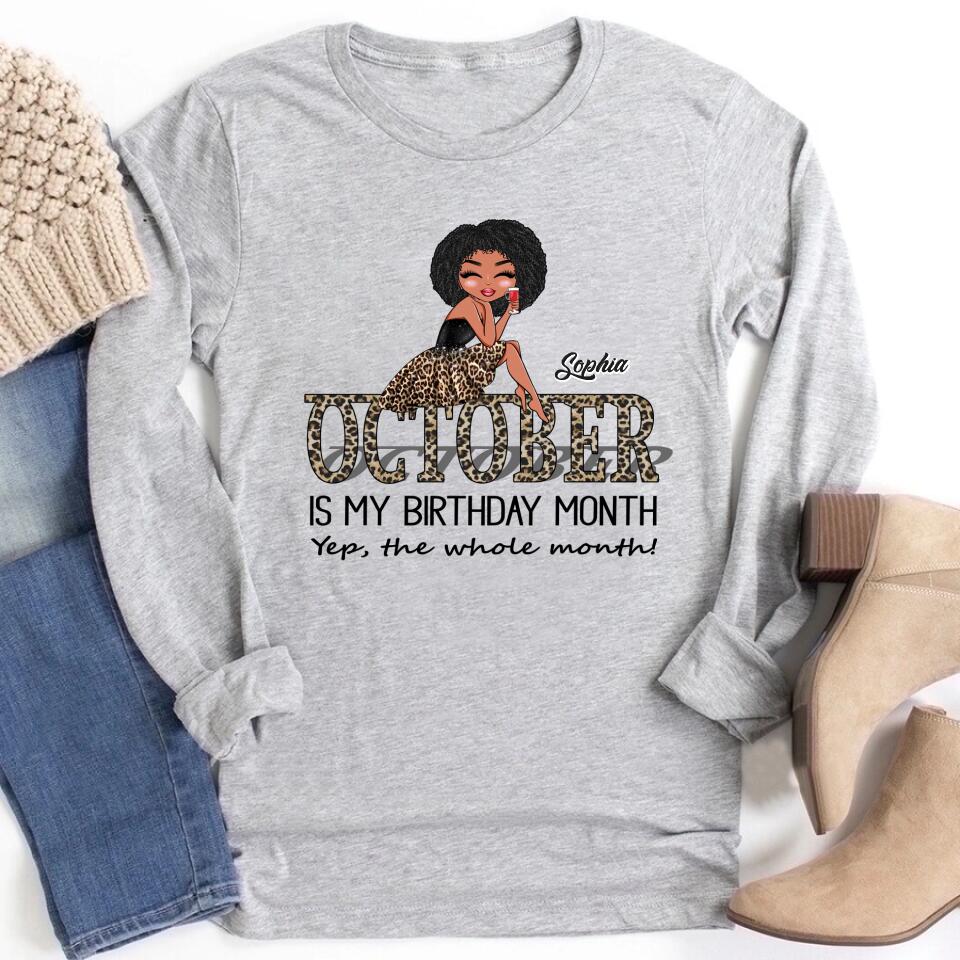 Custom October Birthday Shirt For Woman, Queens are Born In October Gifts, Melanin Afro Woman Shirt, Black Girl Tee, Afro Queen Gift