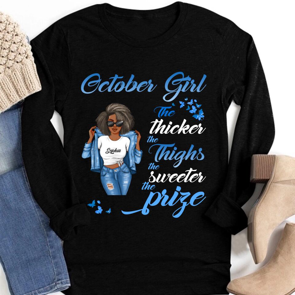 Custom October Birthday Shirt For Woman, Queens are Born In October Gifts, Melanin Afro Woman Shirt, Black Girl Tee, Afro Queen Gift