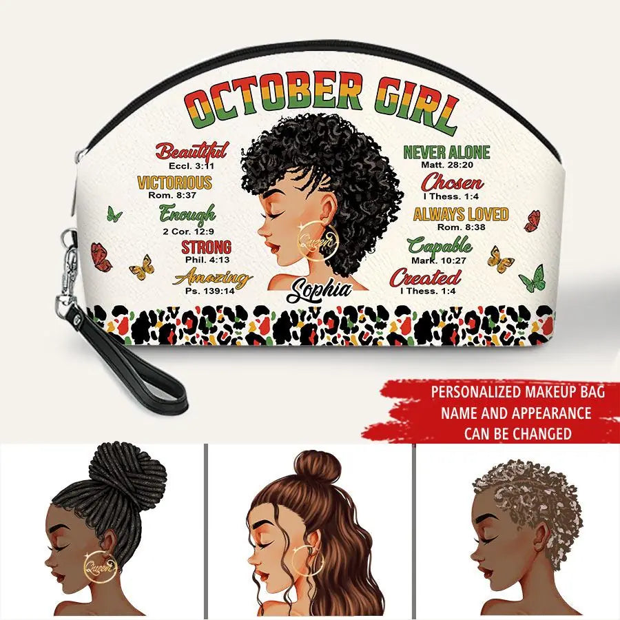 Makeup bag personalized, Custom Birthday Gift, Queens are Born In October, October Birthday Gifts For Woman, October Birthday Gifts, Makeup bag personalized girls