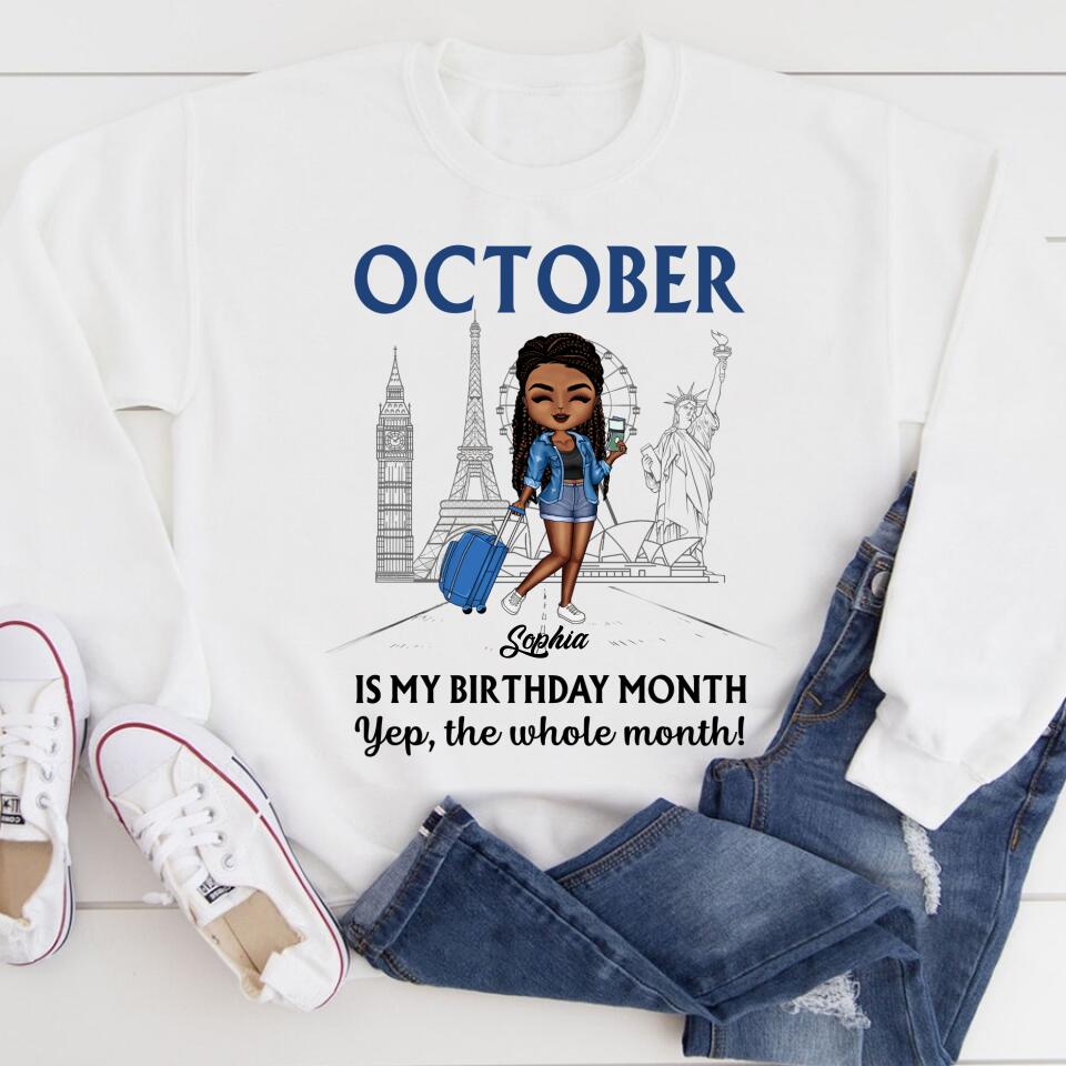 Custom October Birthday Shirt For Woman, Queens are Born In October Gifts, Melanin Afro Woman Shirt, Black Girl Tee, Afro Queen Gift