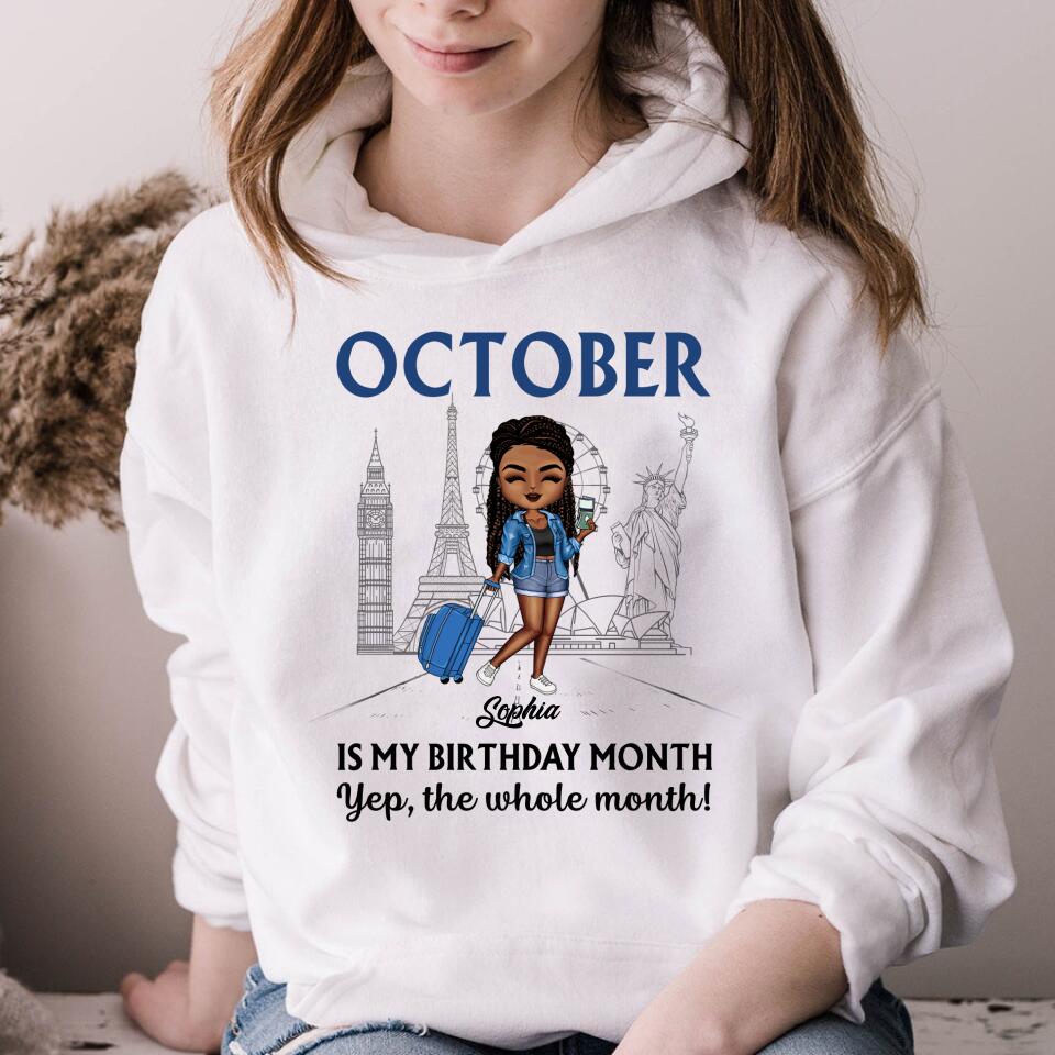 Custom October Birthday Shirt For Woman, Queens are Born In October Gifts, Melanin Afro Woman Shirt, Black Girl Tee, Afro Queen Gift