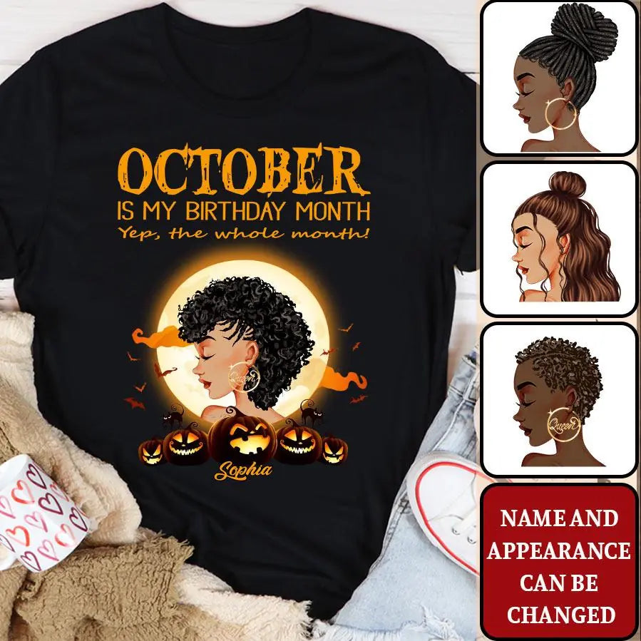 October Birthday Shirt, Custom Birthday Shirt, Queens Are Born In October, October Birthday Shirts For Woman, October Birthday Gifts, Personalized Halloween, Custom Halloween Shirts, Personalized Halloween Gifts