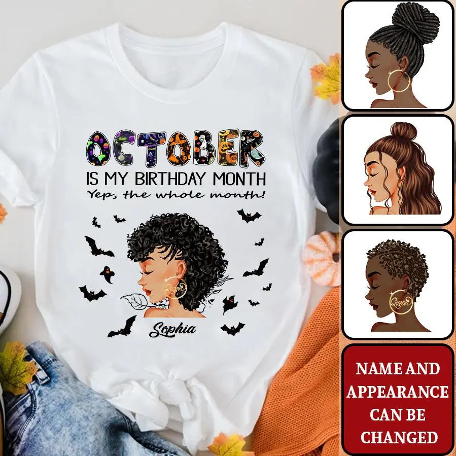 October Birthday Shirt, Custom Birthday Shirt, Queens Are Born In October, October Birthday Shirts For Woman, October Birthday Gifts, Personalized Halloween, Custom Halloween Shirts, Personalized Halloween Gifts
