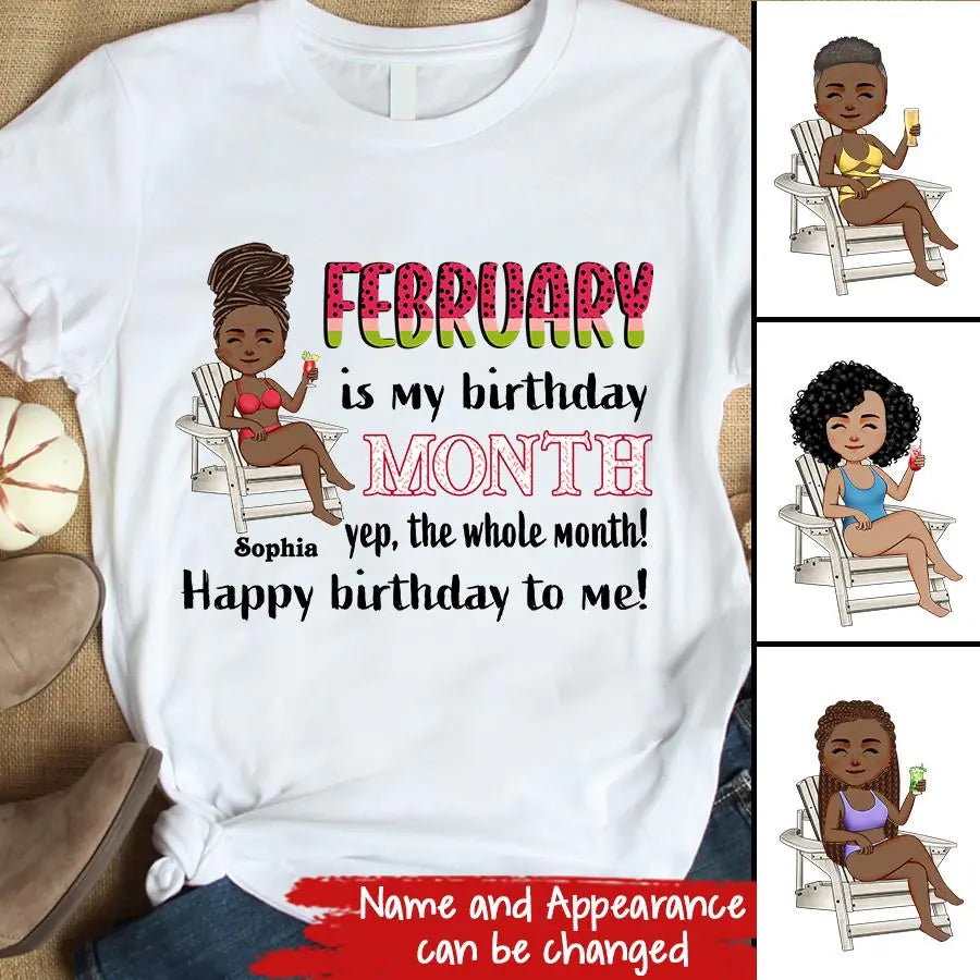 Custom February Birthday Shirt For Woman, Queens Are Born In February Gifts, Melanin Afro Woman Shirt, Black Girl Tee, Afro Queen Gift