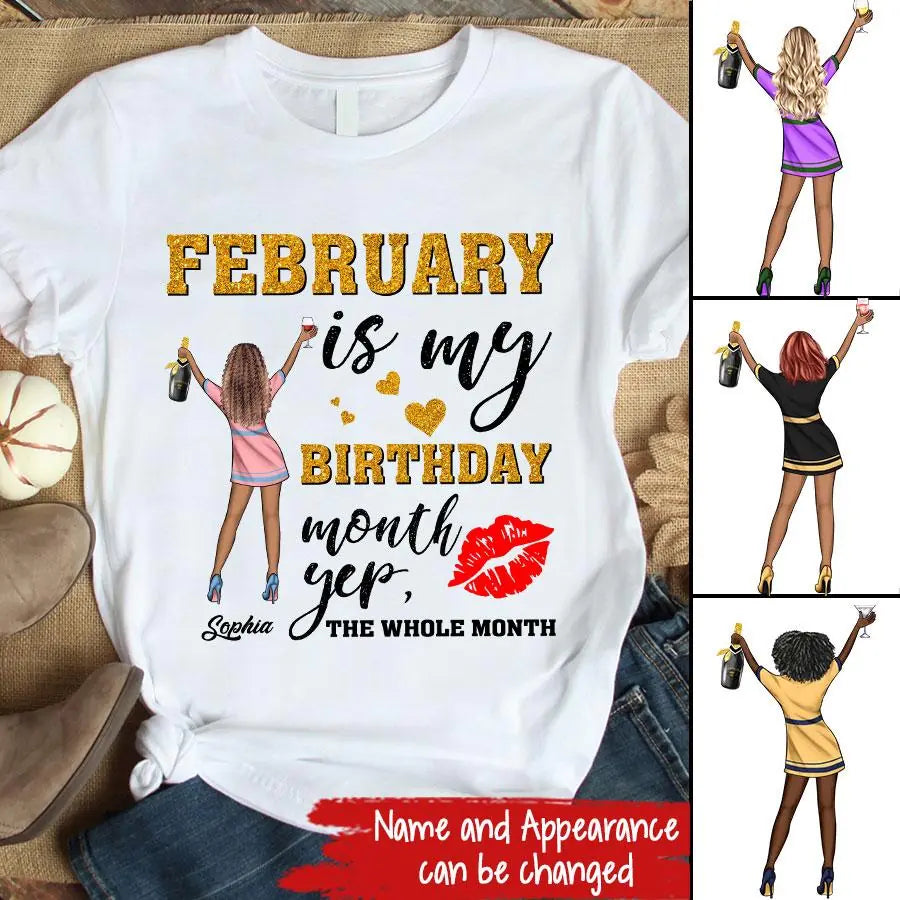 Custom February Birthday Shirt For Woman, Queens Are Born In February Gifts, Melanin Afro Woman Shirt, Black Girl Tee, Afro Queen Gift