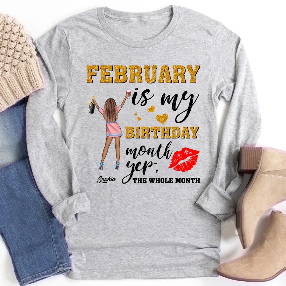 Custom February Birthday Shirt For Woman, Queens Are Born In February Gifts, Melanin Afro Woman Shirt, Black Girl Tee, Afro Queen Gift