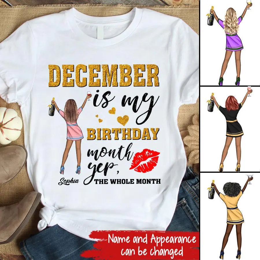 Custom December Birthday Shirt For Woman, Queens Are Born In December Gifts, Melanin Afro Woman Shirt, Black Girl Tee, Afro Queen Gift
