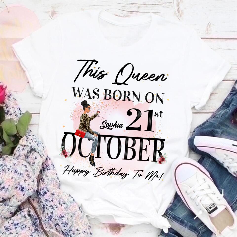 Custom October Birthday Shirt For Woman, Queens are Born In October Gifts, Melanin Afro Woman Shirt, Black Girl Tee, Afro Queen Gift