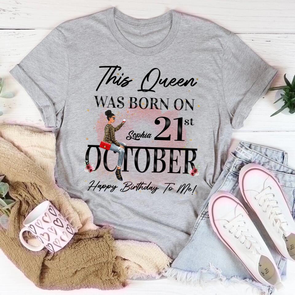 Custom October Birthday Shirt For Woman, Queens are Born In October Gifts, Melanin Afro Woman Shirt, Black Girl Tee, Afro Queen Gift