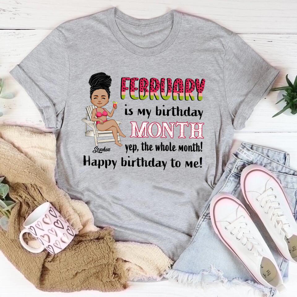 Custom February Birthday Shirt For Woman, Queens Are Born In February Gifts, Melanin Afro Woman Shirt, Black Girl Tee, Afro Queen Gift