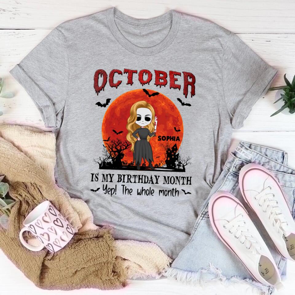 Personalized Halloween, Custom Halloween Shirts, Personalized Halloween Gifts, Halloween Shirt, Halloween Shirts For Women, October Birthday Shirts For Woman
