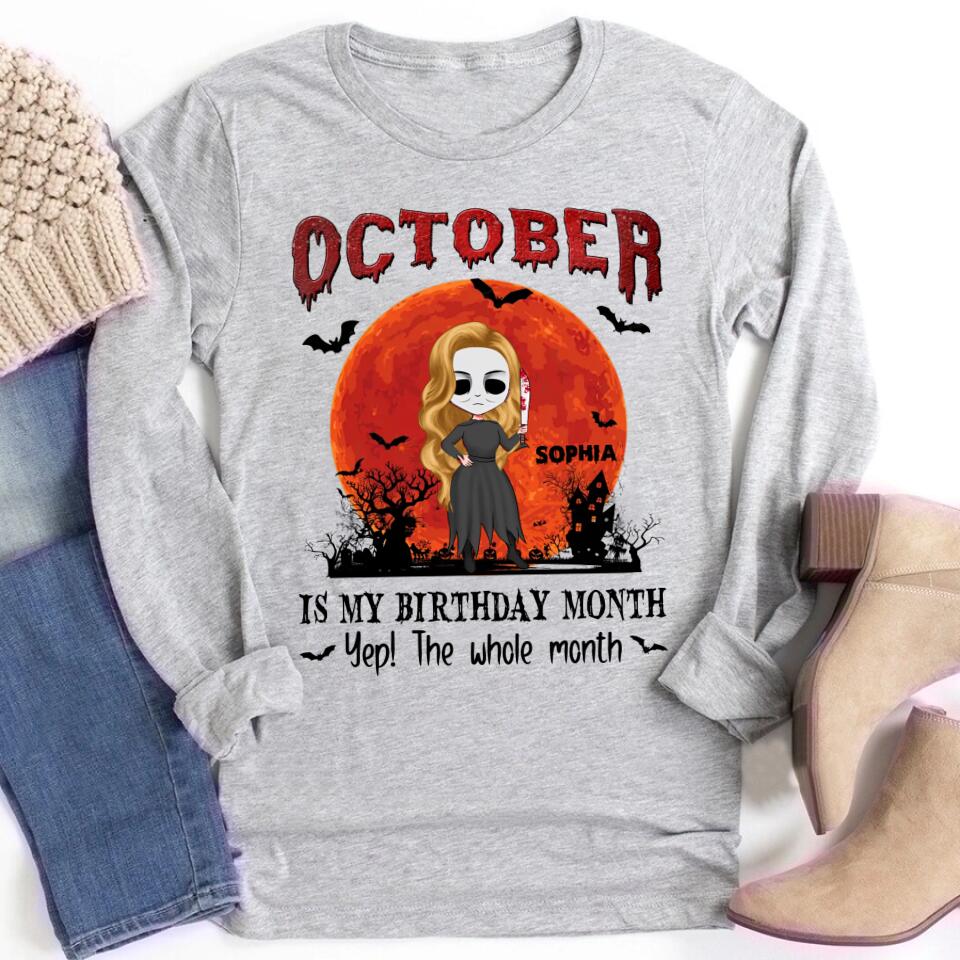 Personalized Halloween, Custom Halloween Shirts, Personalized Halloween Gifts, Halloween Shirt, Halloween Shirts For Women, October Birthday Shirts For Woman
