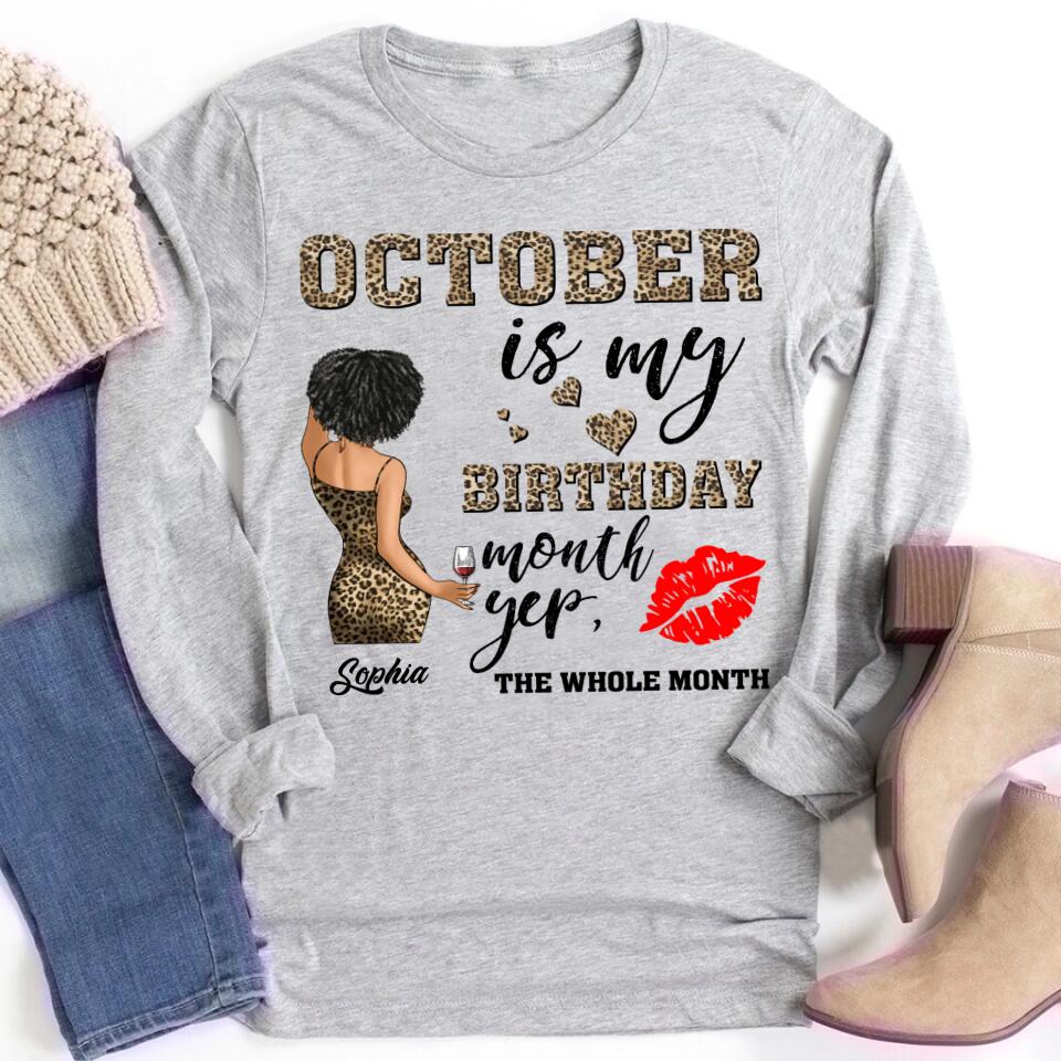 Custom October Birthday Shirt For Woman, Queens are Born In October Gifts, Melanin Afro Woman Shirt, Black Girl Tee, Afro Queen Gift