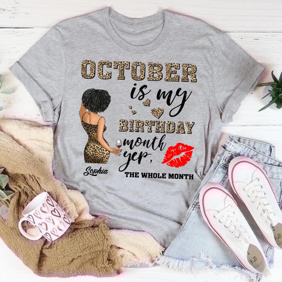 Custom October Birthday Shirt For Woman, Queens are Born In October Gifts, Melanin Afro Woman Shirt, Black Girl Tee, Afro Queen Gift