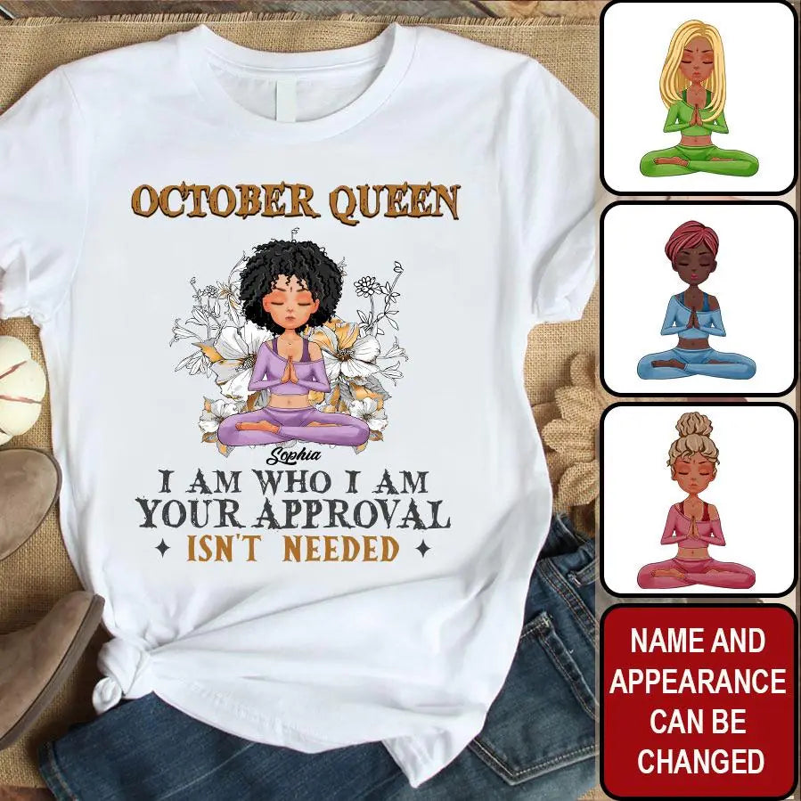 October Birthday Shirt, Custom Birthday Shirt, Queens are Born In October, October Birthday Shirts For Woman, October Birthday Gifts, Birthday Gifts For Yoga Lovers