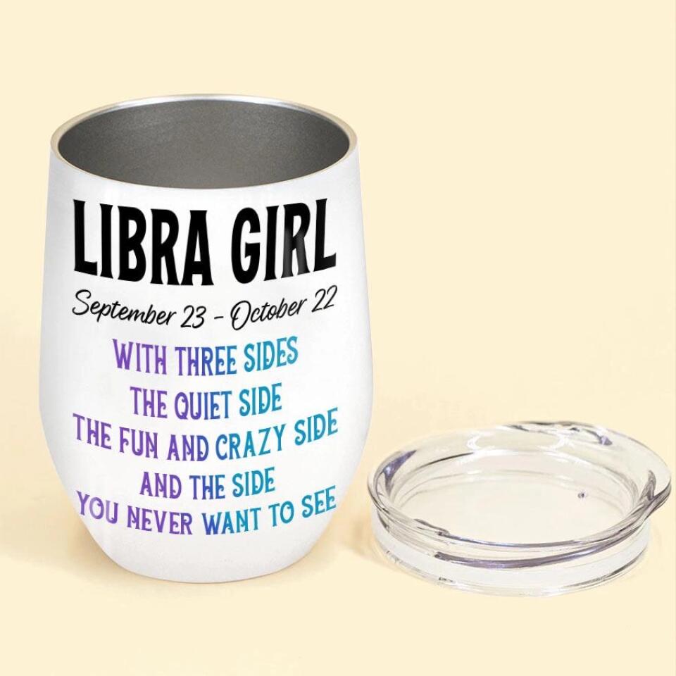 Libra Constellation - Personalized Wine Tumbler - Birthday Gift For Girl, Friend, Astrology Lover