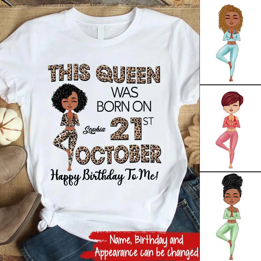 October Birthday Shirt, Custom Birthday Shirt, Queens are Born In October, October Birthday Shirts For Woman, October Birthday Gifts, Birthday Gifts For Yoga Lovers