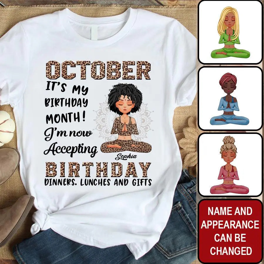 October Birthday Shirt, Custom Birthday Shirt, Queens are Born In October, October Birthday Shirts For Woman, October Birthday Gifts, Birthday Gifts For Yoga Lovers
