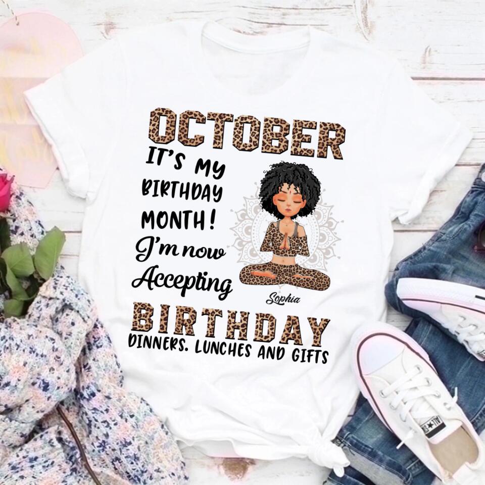 October Birthday Shirt, Custom Birthday Shirt, Queens are Born In October, October Birthday Shirts For Woman, October Birthday Gifts, Birthday Gifts For Yoga Lovers