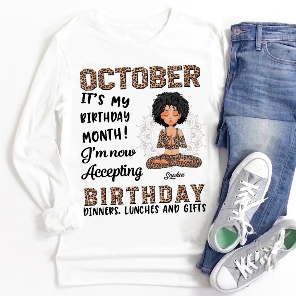 October Birthday Shirt, Custom Birthday Shirt, Queens are Born In October, October Birthday Shirts For Woman, October Birthday Gifts, Birthday Gifts For Yoga Lovers